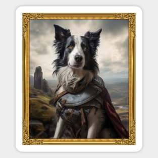 Gallant Border Collie - Medieval Knight  (Framed) Sticker